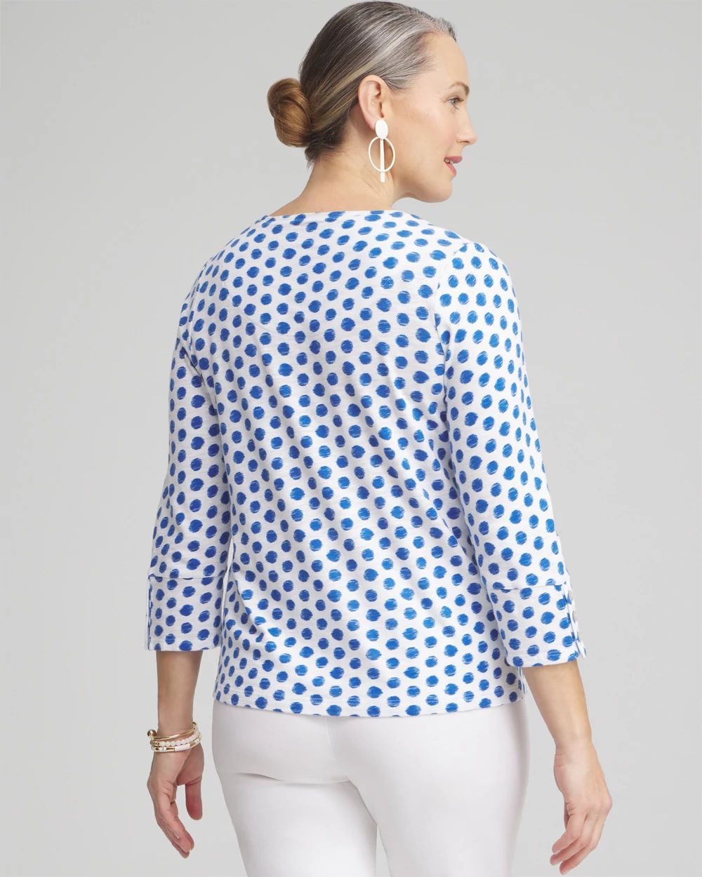 Ikat 3/4 Sleeve Button Tee