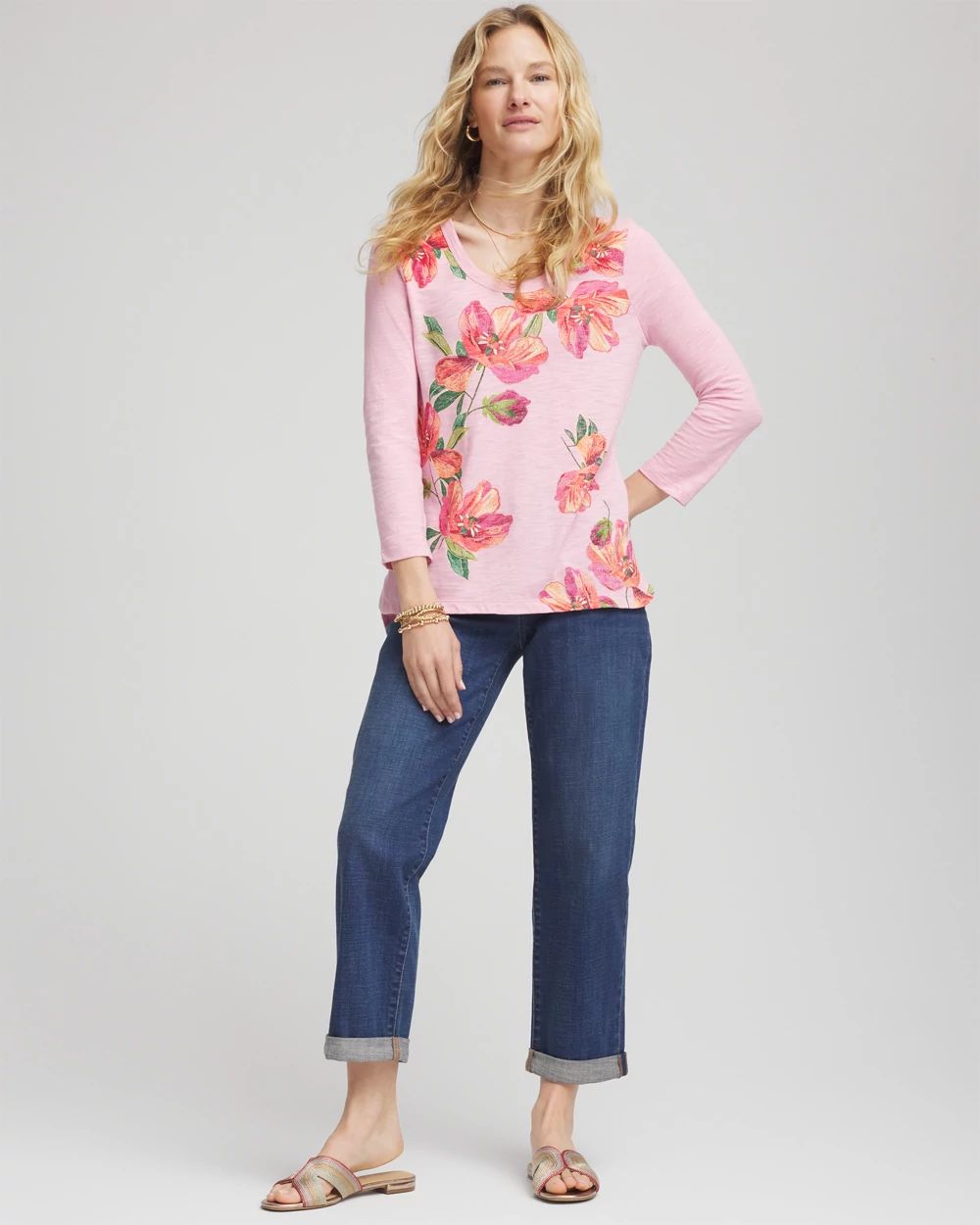Floral 3/4 Sleeve Tee