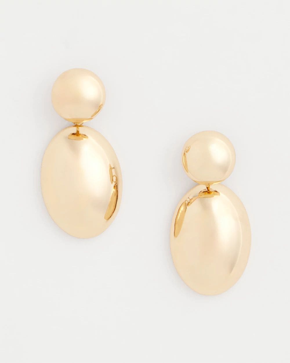 Gold Oval Drop Earrings