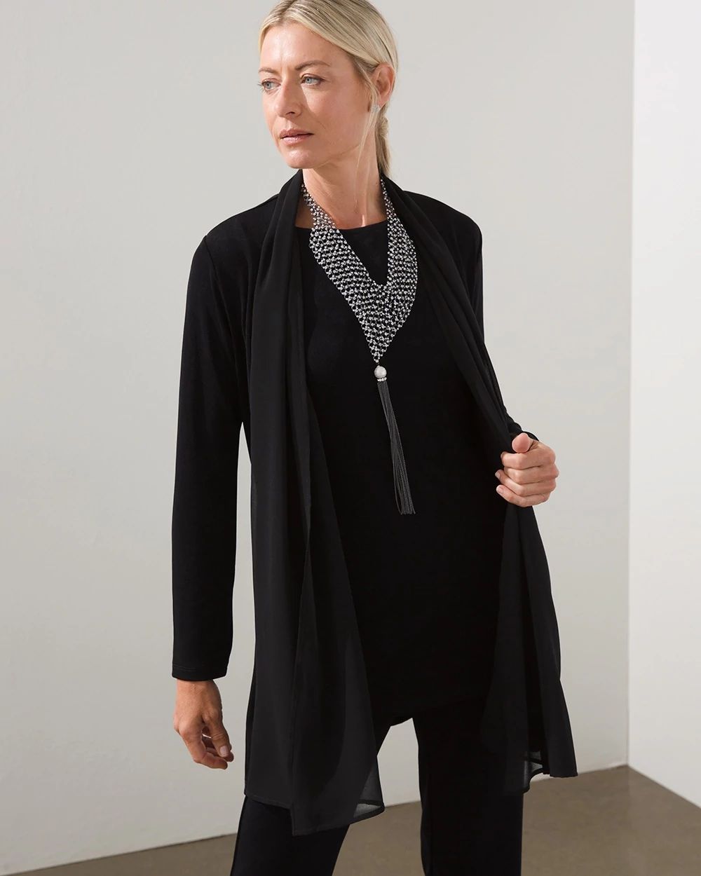 Travelers Chiffon Trim Cardigan