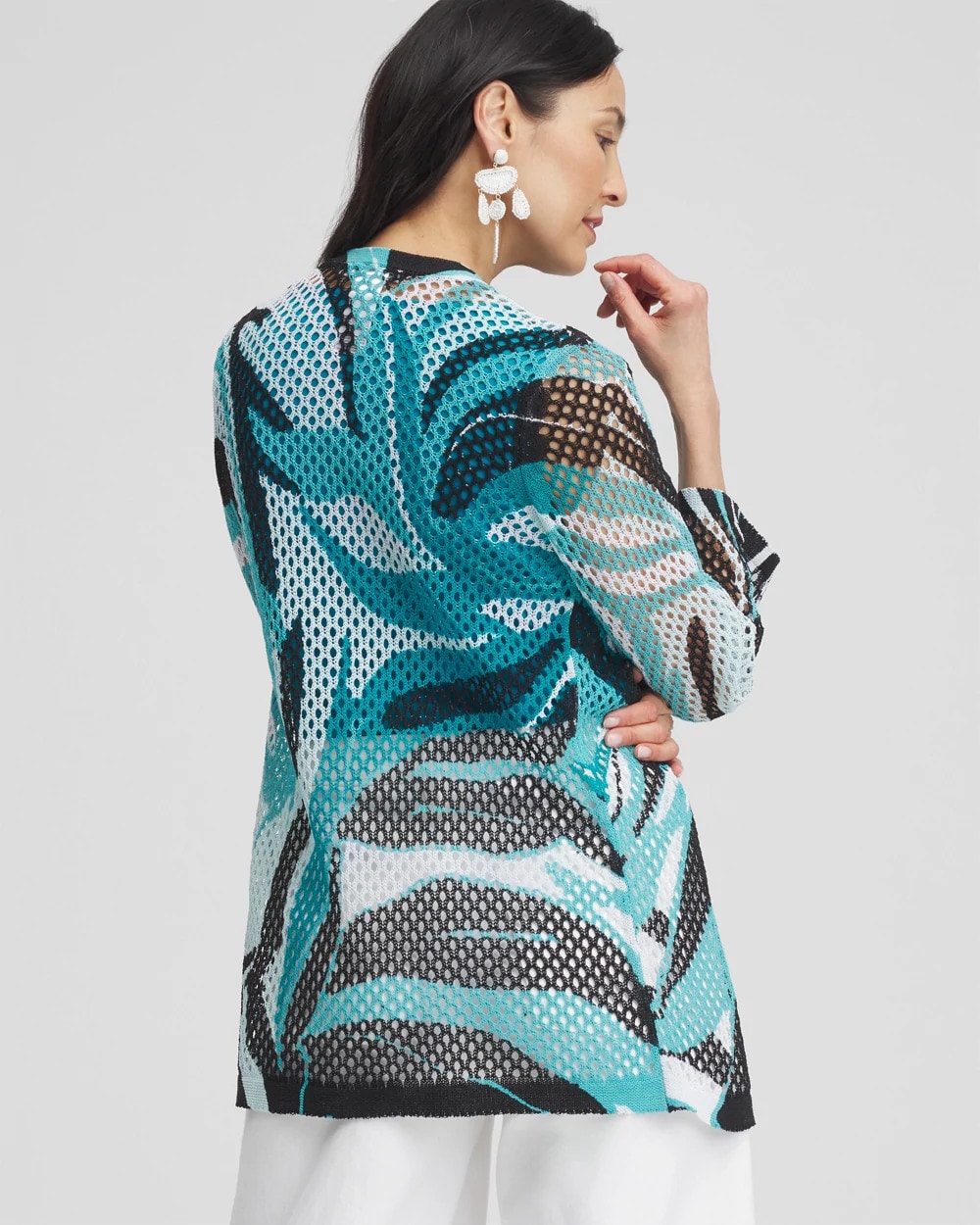 Palms Printed Mesh Cardigan