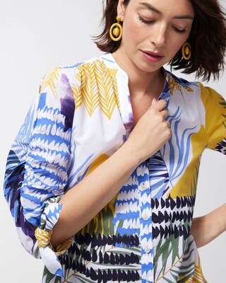 Mixed Folliage Print Cotton Blouse