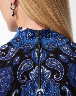 Mock Neck Scroll Print Pullover Sweater