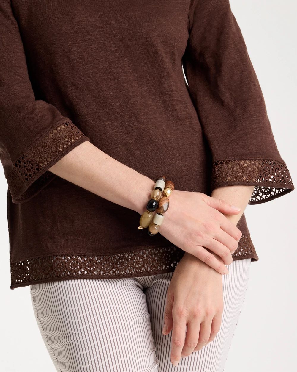 Linen Crochet Lace Tee click to view larger image.
