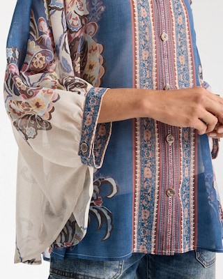 Collared Button Down Poncho click to view larger image.