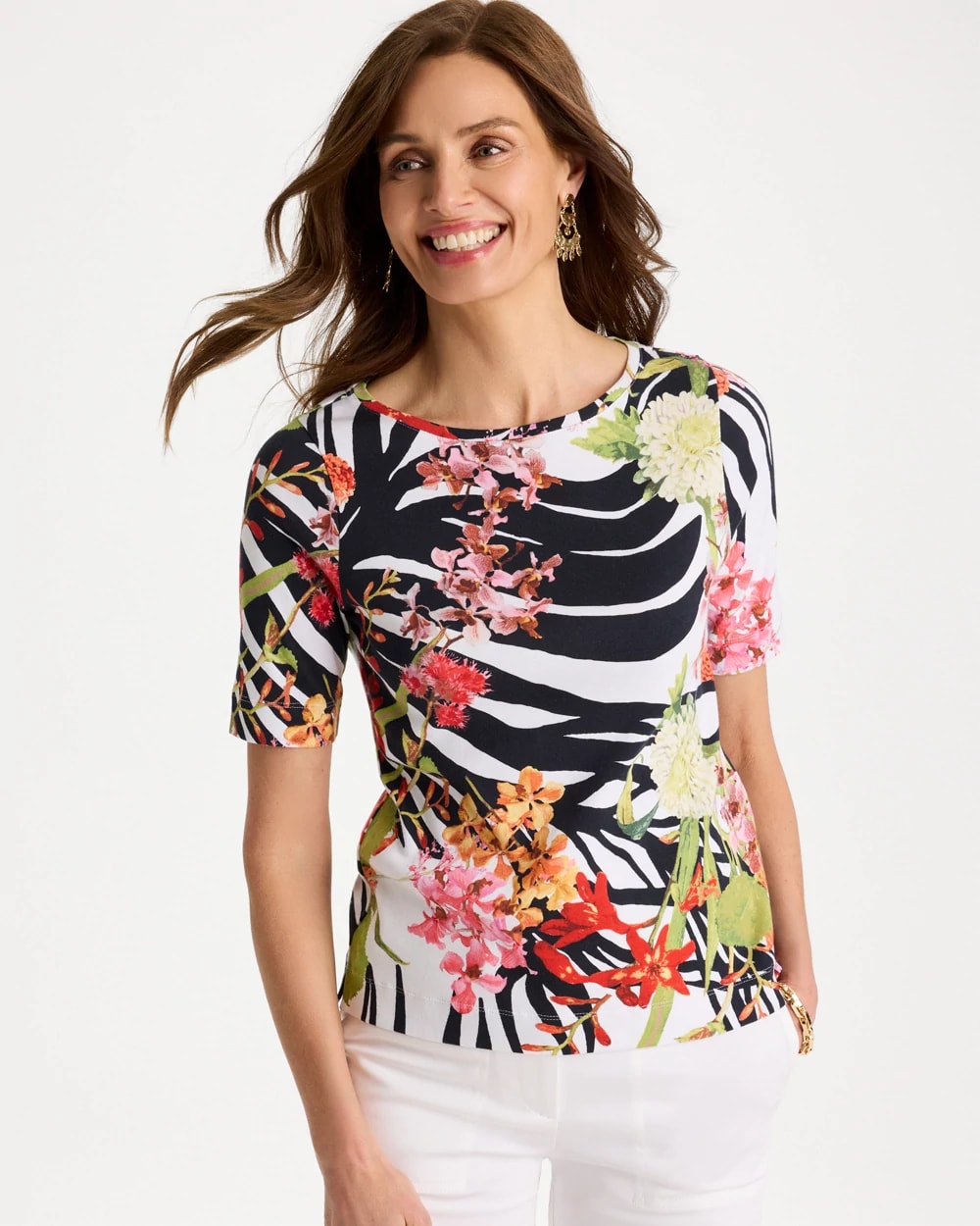 Pima Cotton Elbow-Sleeve Tee, photo 1 of 5