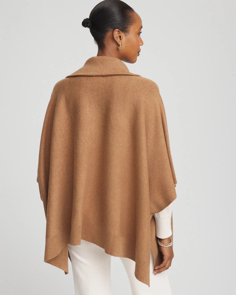 Cashmere-Blend Pullover Sweater Poncho click to view larger image.