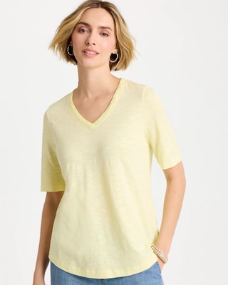 Cotton Slub V-Neck Tee
