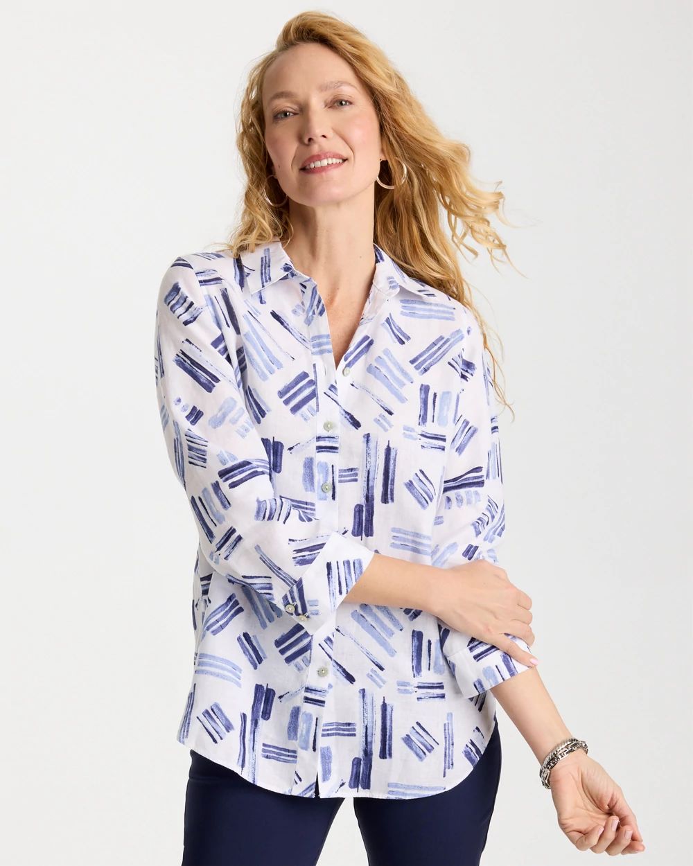 No Iron™ Printed Linen Shirt