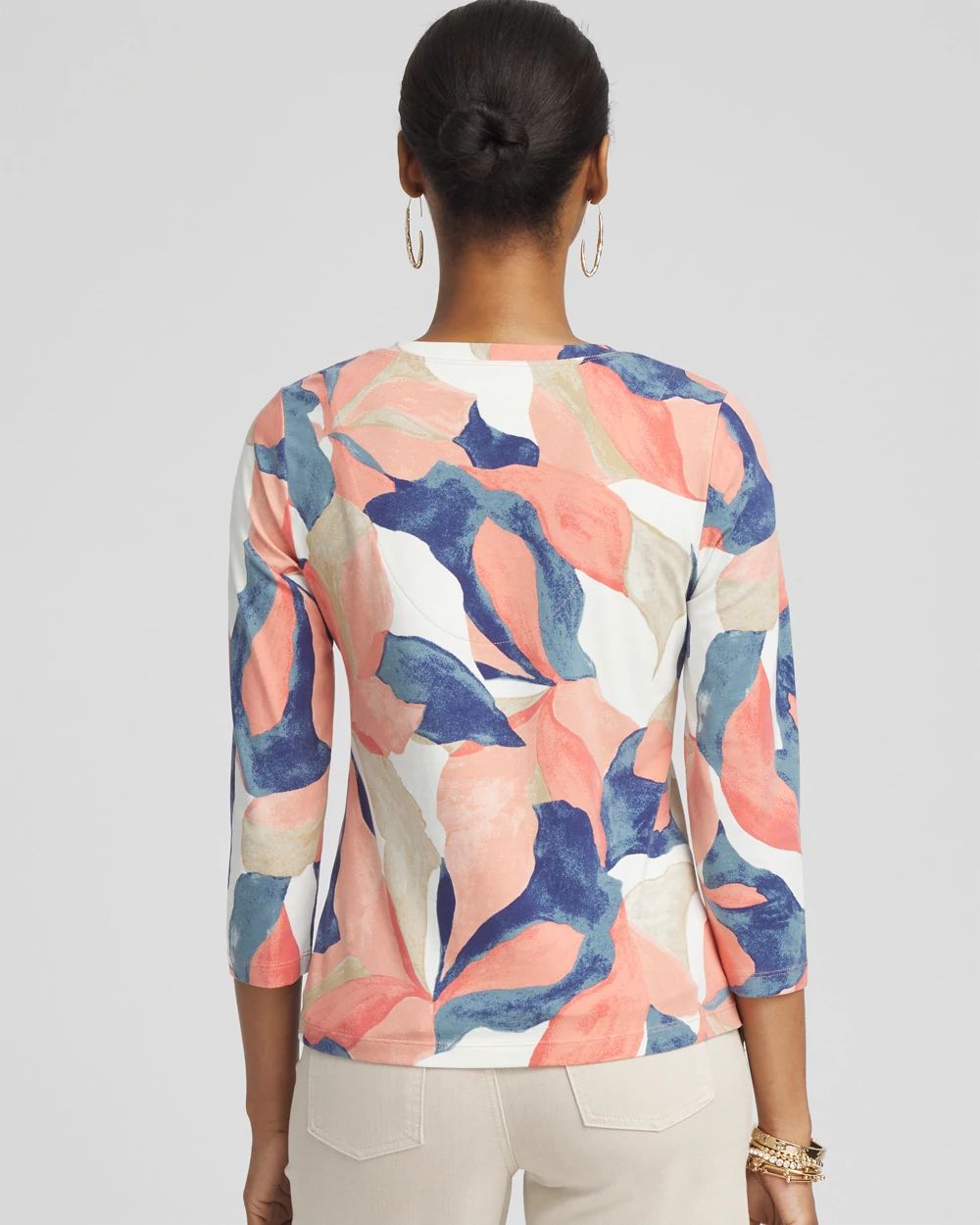 Abstract Print 3/4 Sleeve Perfect Tee