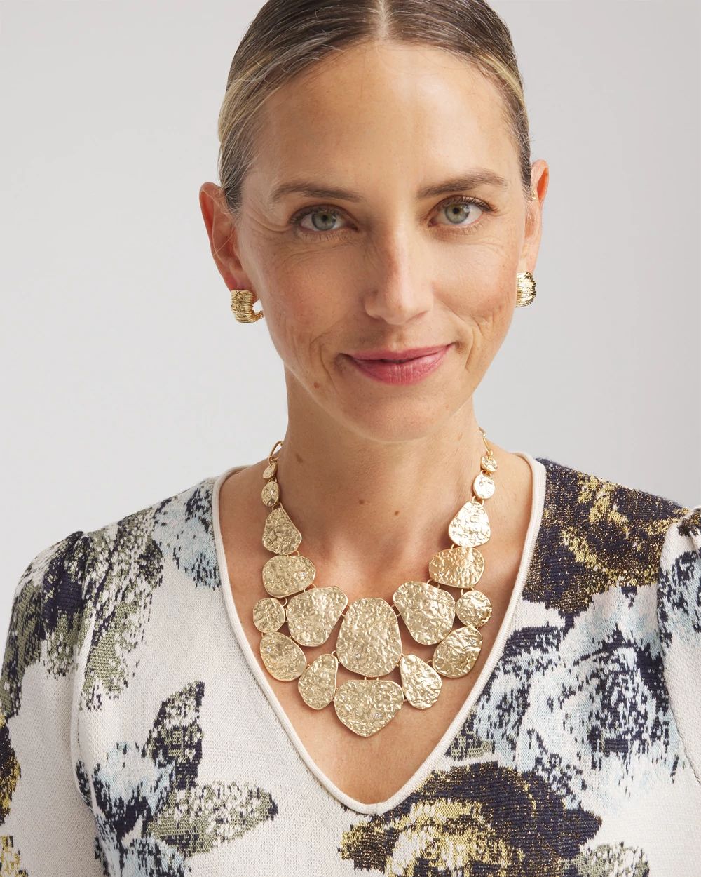 Molten Goldtone Bib Necklace