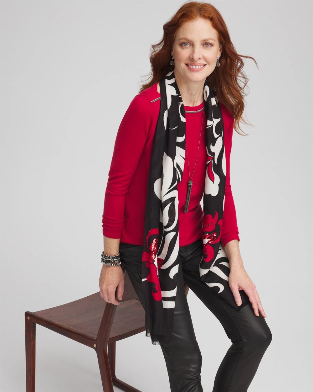 Caviar Bead Bateau Neck Sweater click to view larger image.
