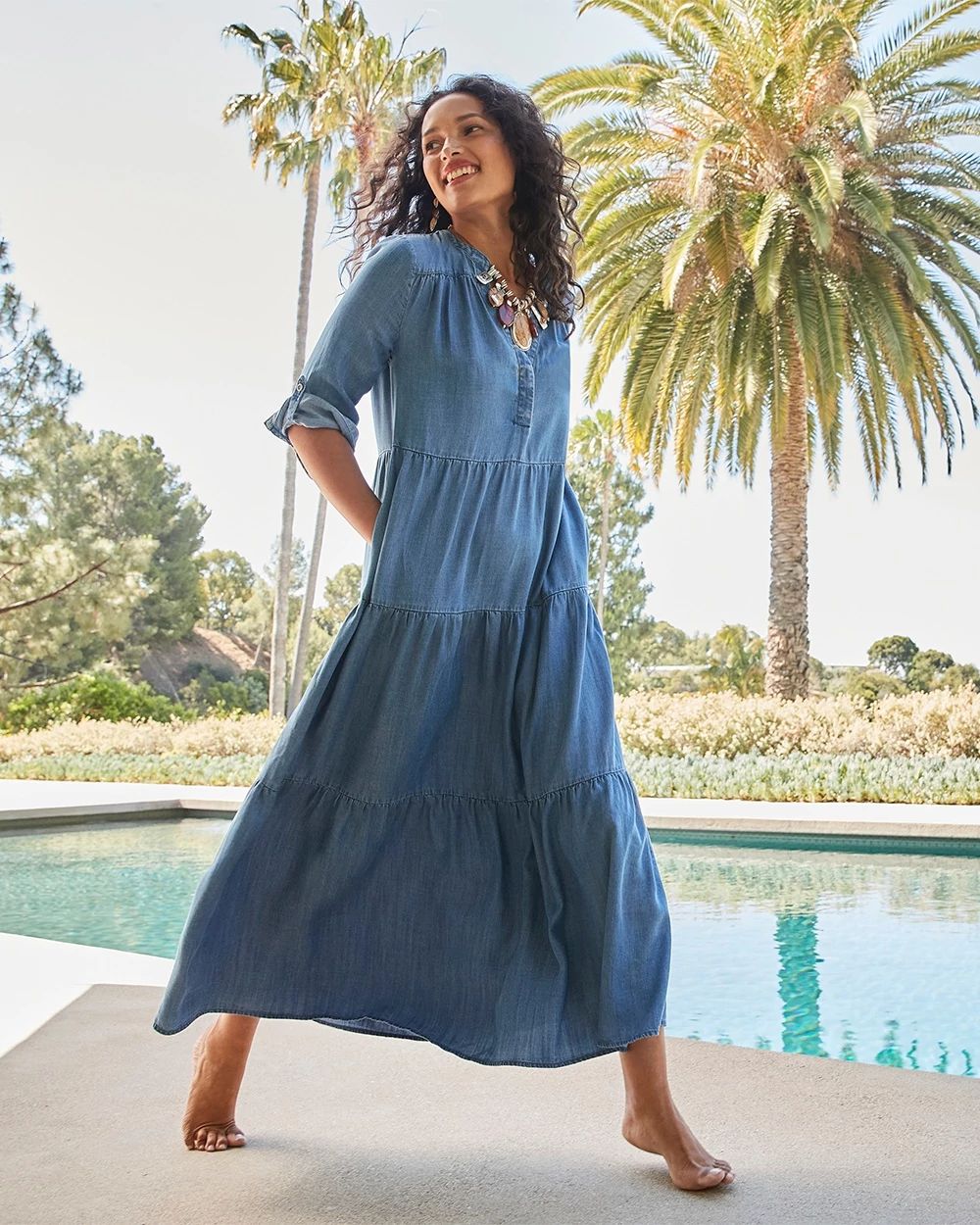 Tencel Tiered Maxi Dress