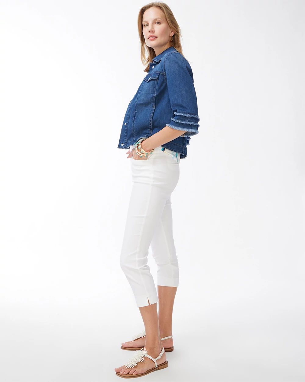 Triple Fray Sleeve Denim Jacket