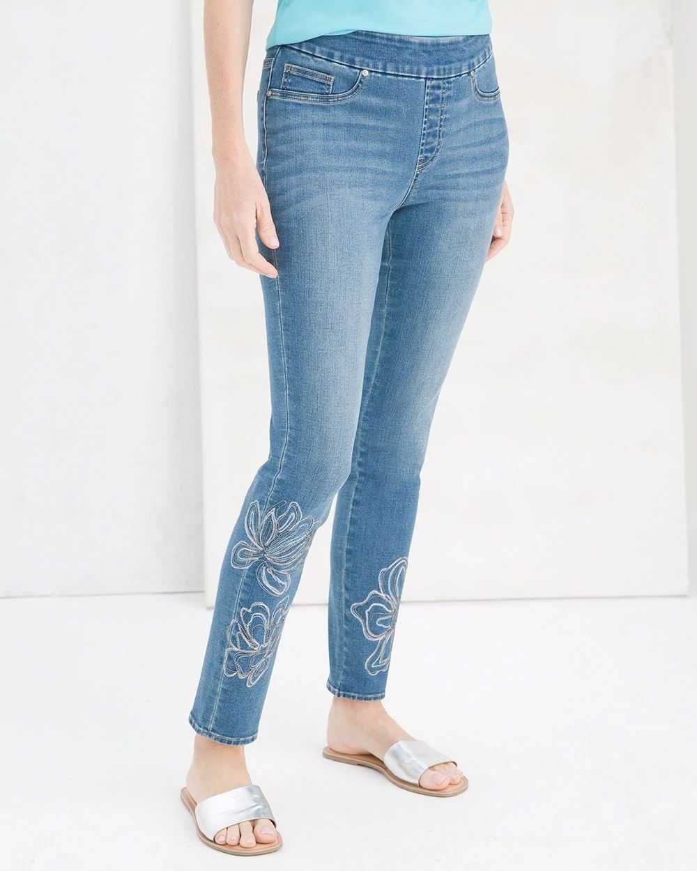 Chain-Trim Pull-On Jeggings