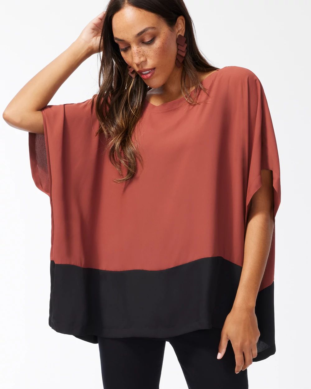 Colorblock Poncho