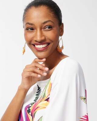 Orange Fringe Hoop Earrings
