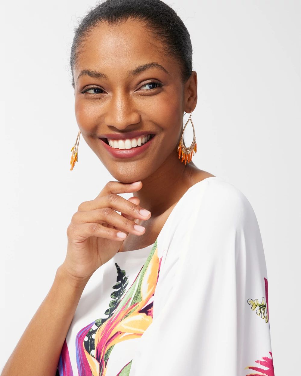 Orange Fringe Hoop Earrings