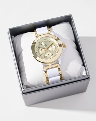White and Gold Tone Watch