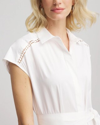 Petite Poplin Circle Trim Maxi Shirtdress click to view larger image.