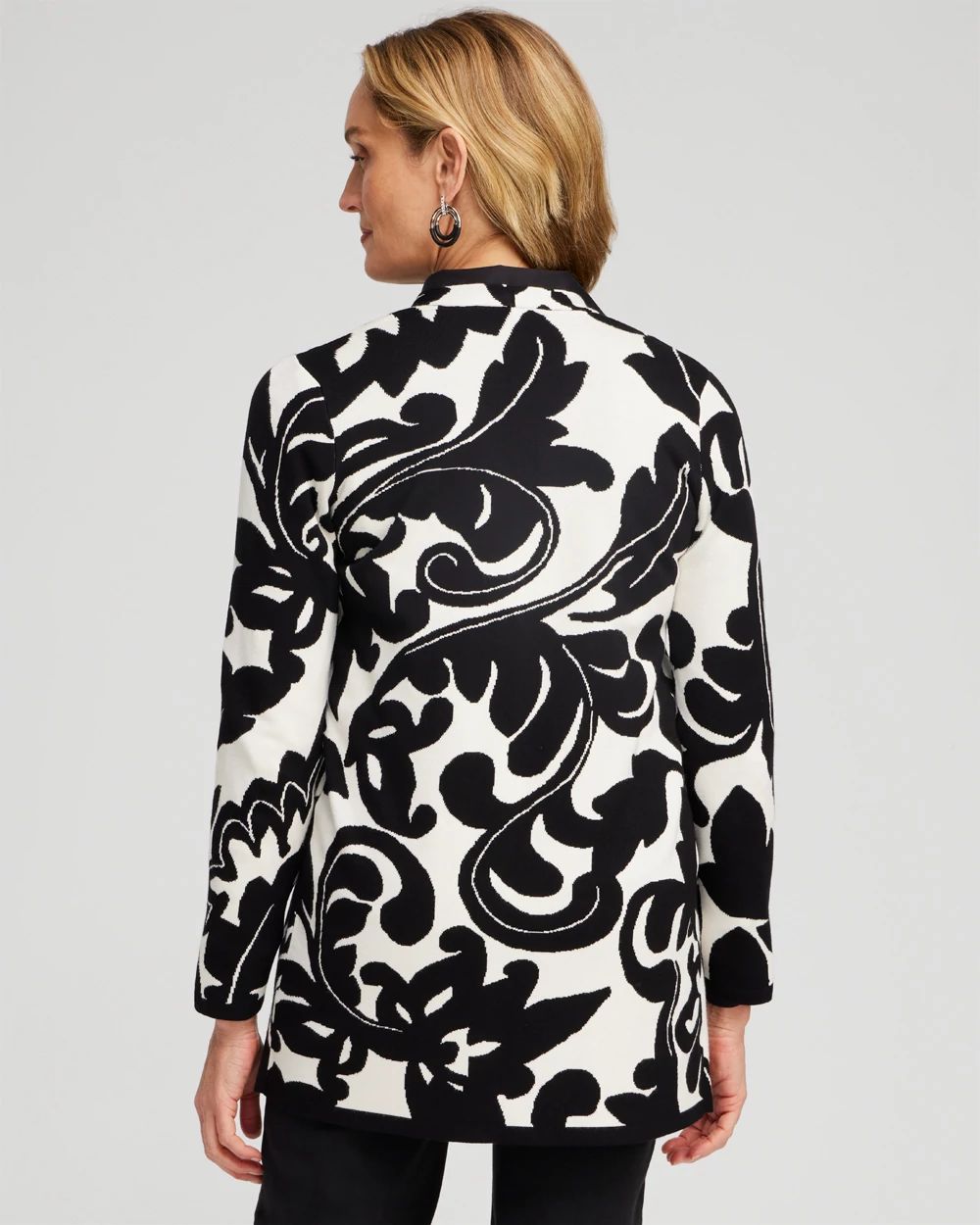 Double Knit Scroll Print Cardigan