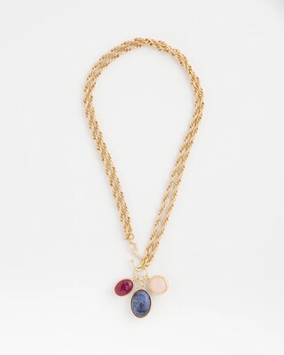 Multi-color Stone Convertible Necklace click to view larger image.