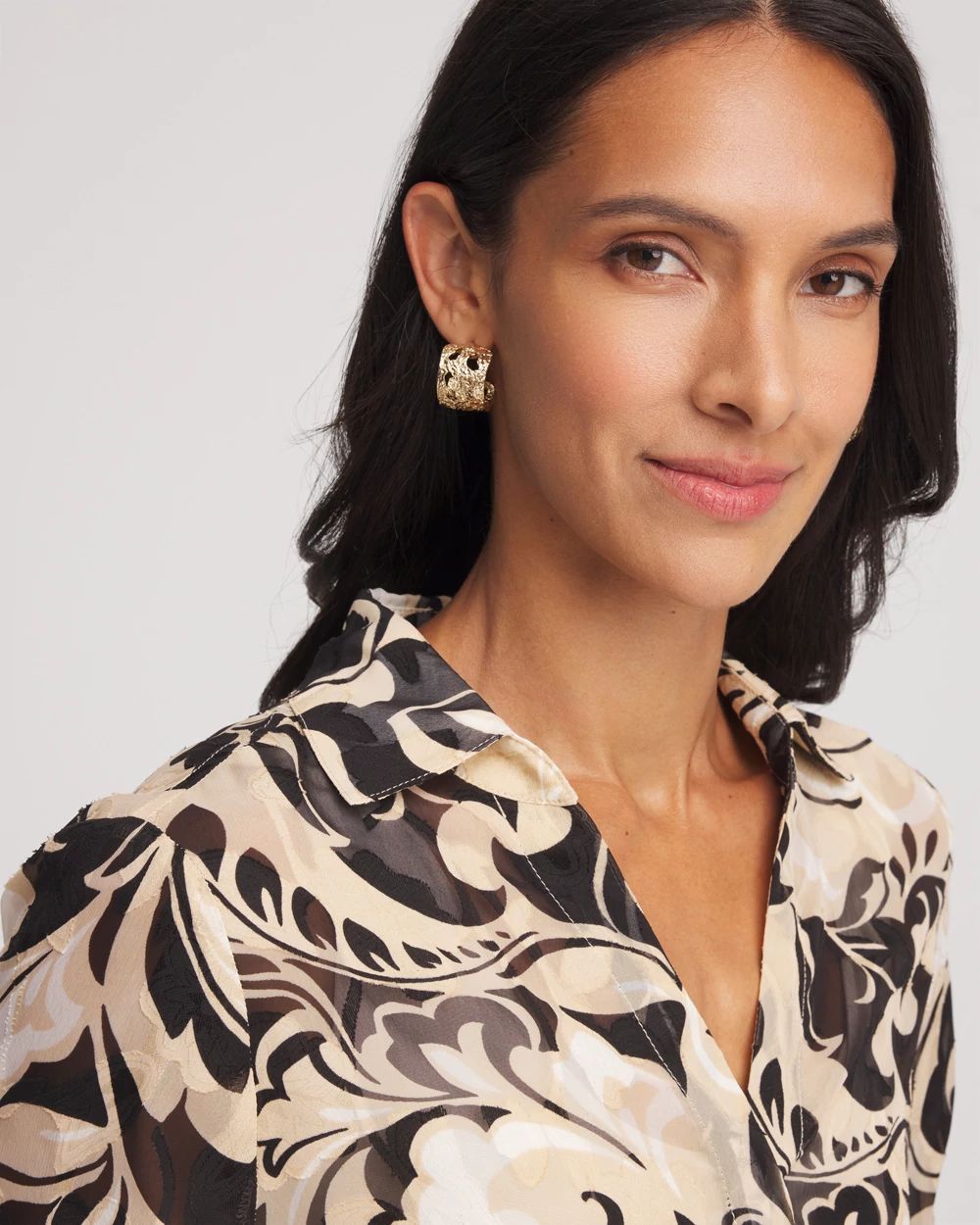 No Droop® Cutout Goldtone Hoop Earrings