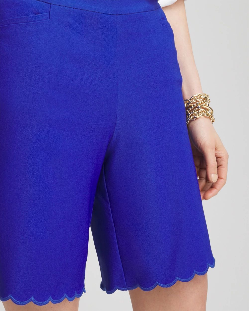 Brigitte™ Pull-On Scallop-Hem Shorts click to view larger image.