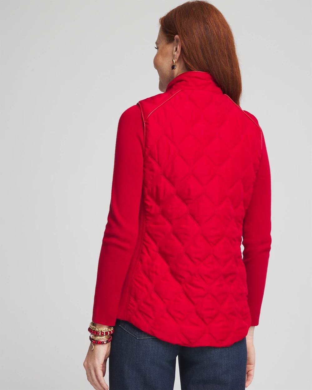 Rib Trim Quilted Vest