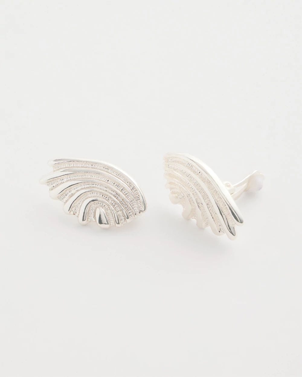 Silvertone Shell Clip-On Earrings click to view larger image.