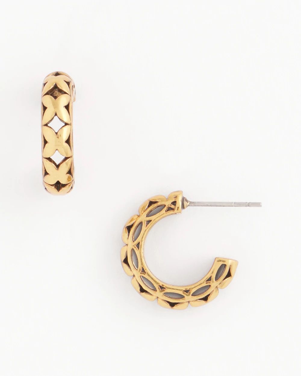No Droop® Textured Gold Tone Hoop Earrings