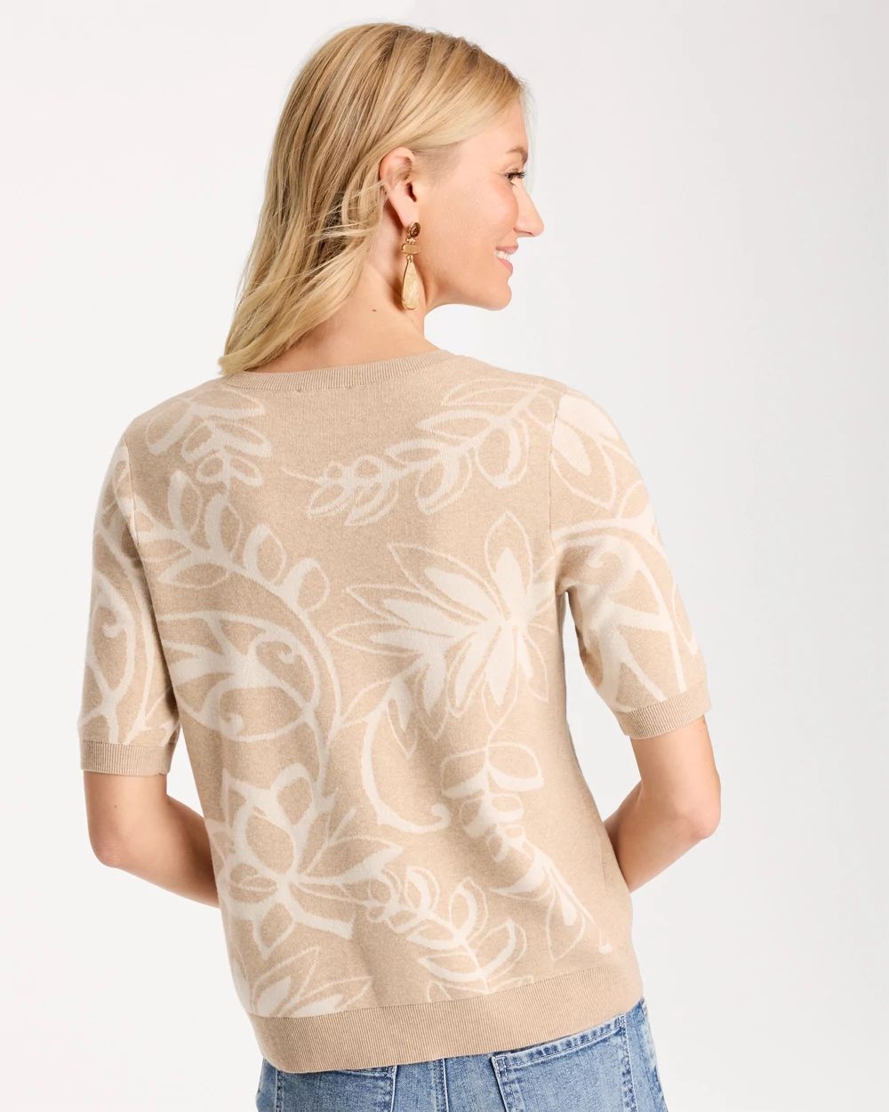 Ella Soutache Short-Sleeve Sweater click to view larger image.