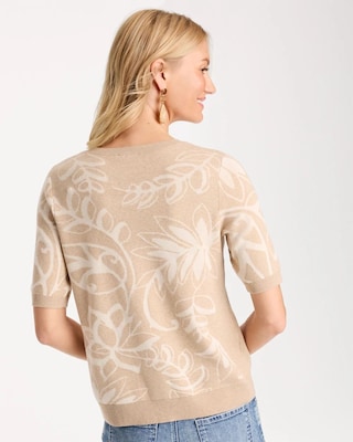 Ella Soutache Short-Sleeve Sweater click to view larger image.