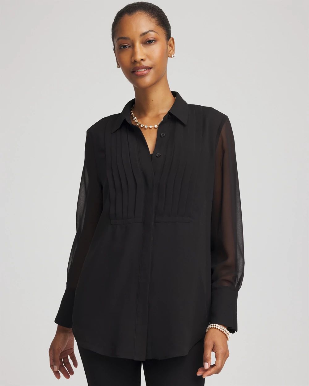 Pintuck Georgette Tunic