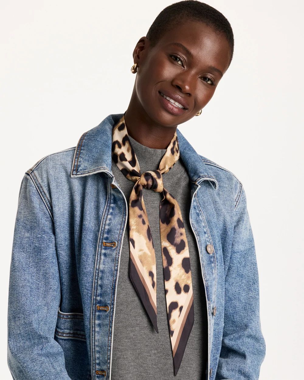 Animal Print Skinny Scarf click to view larger image.
