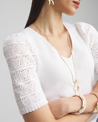 Pointelle Sleeve Pullover click to view larger image.