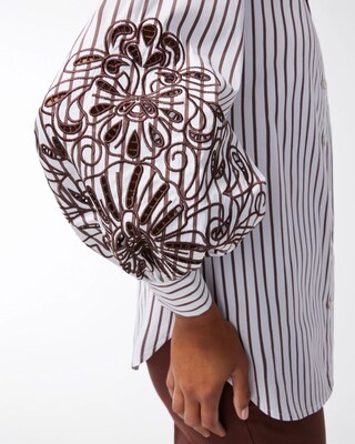 Poplin Stripe Embellished Shirt