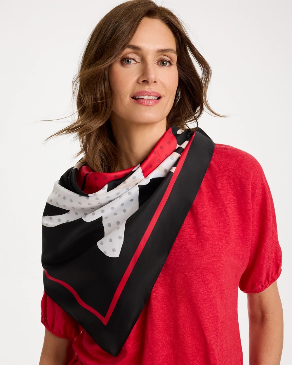 Polka Dot Floral Square Scarf