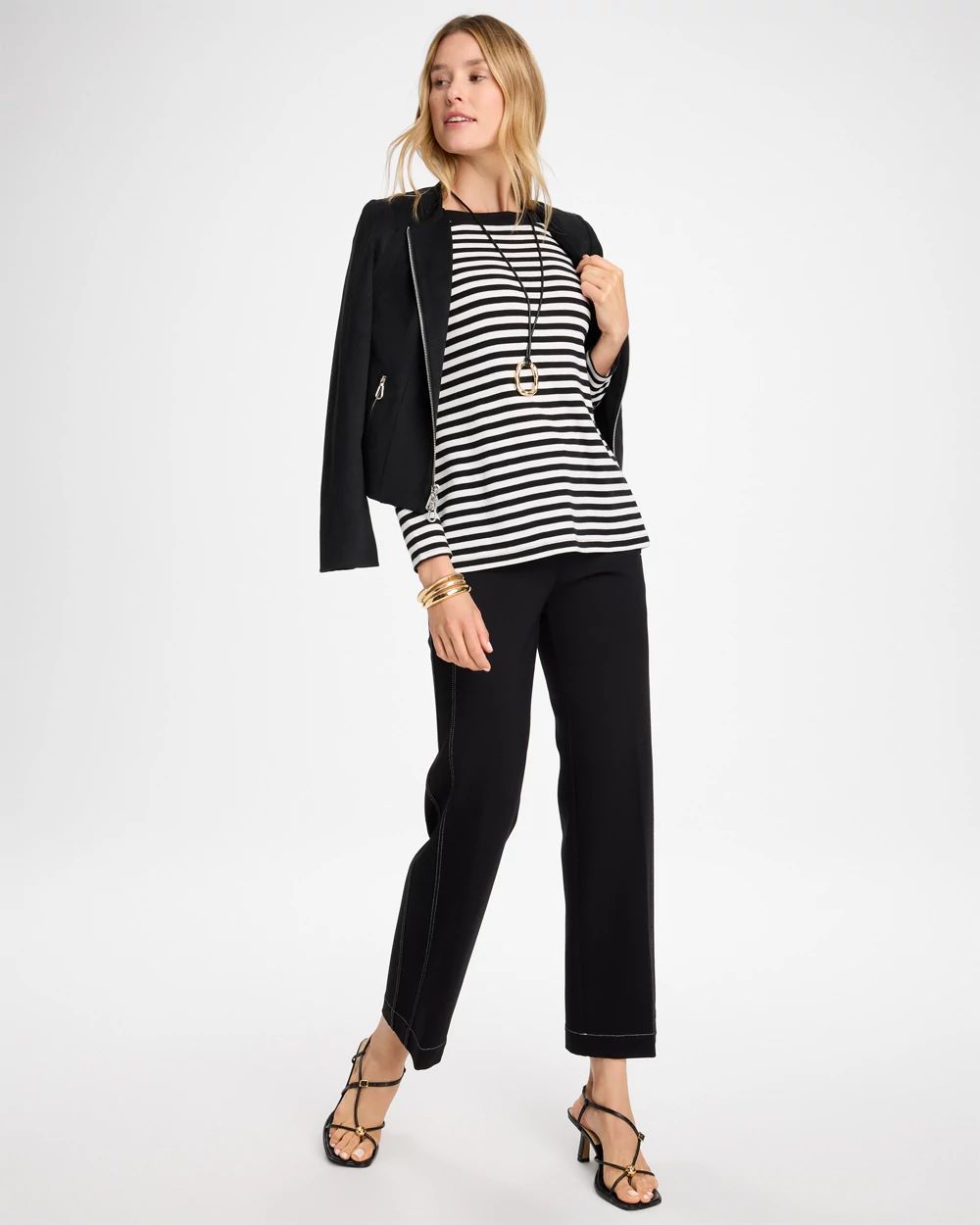 Striped Pima Cotton Boatneck Tee click to view larger image.