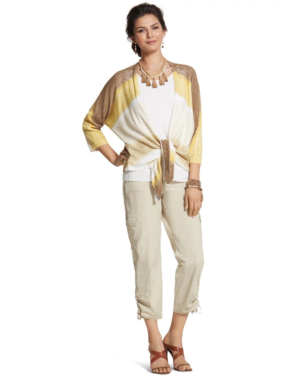 Shaline Striped Tie-Dye Cardigan