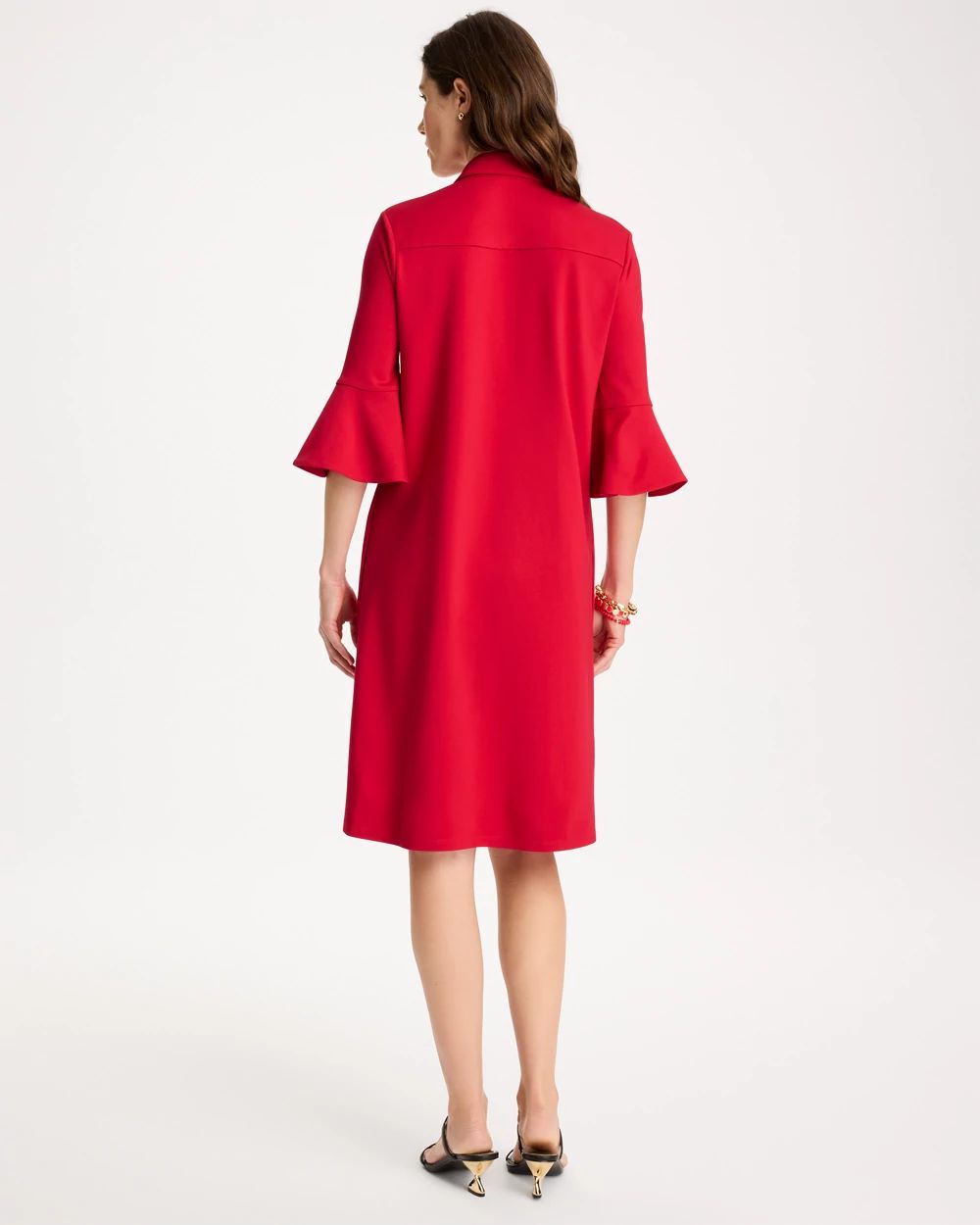 Ponte Knit Flounce Sleeve Dress click to view larger image.
