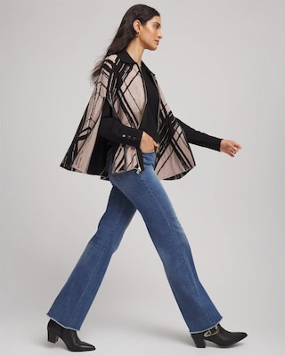 Jacquard Zip-Front Sweater Cape click to view larger image.