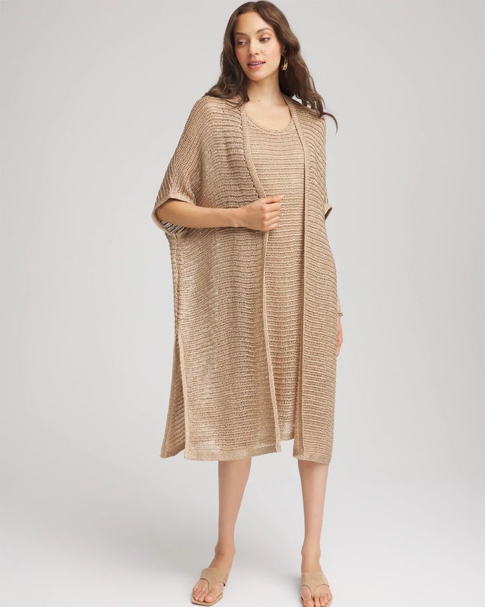 Crochet-Knit Sequins Ruana