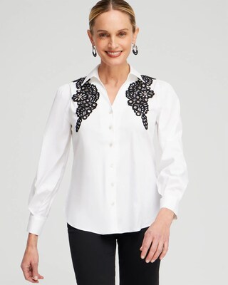 Poplin Lace Applique Shirt