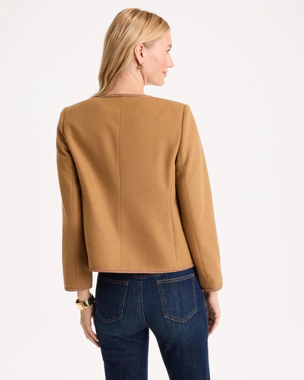 Melton-Blend Wool Band Jacket