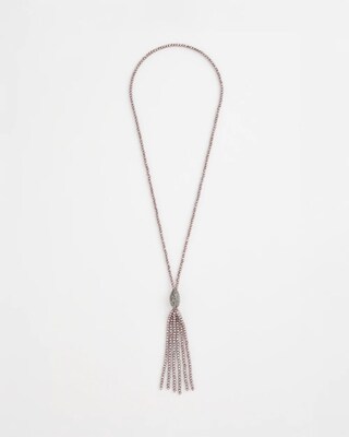 Purple Beaded Tassel Necklace click to view larger image.