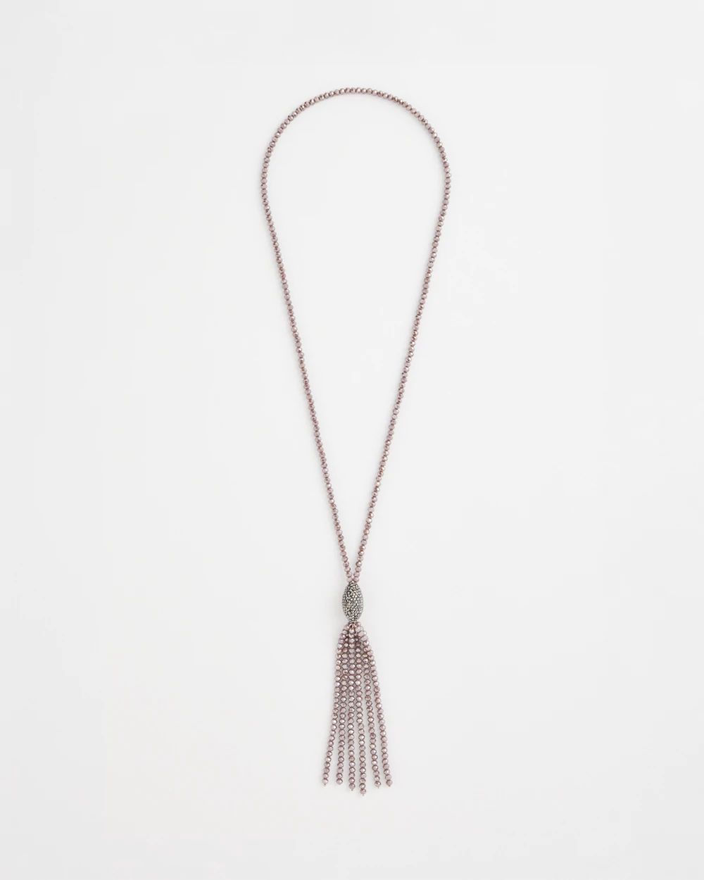 Purple Beaded Tassel Necklace click to view larger image.