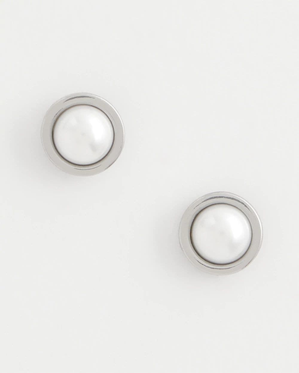 Silver Pearl Stud Earrings