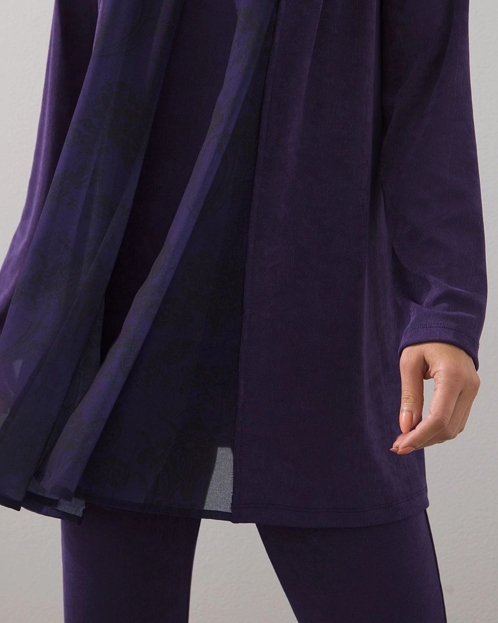 Travelers Floral Chiffon Trim Cardigan