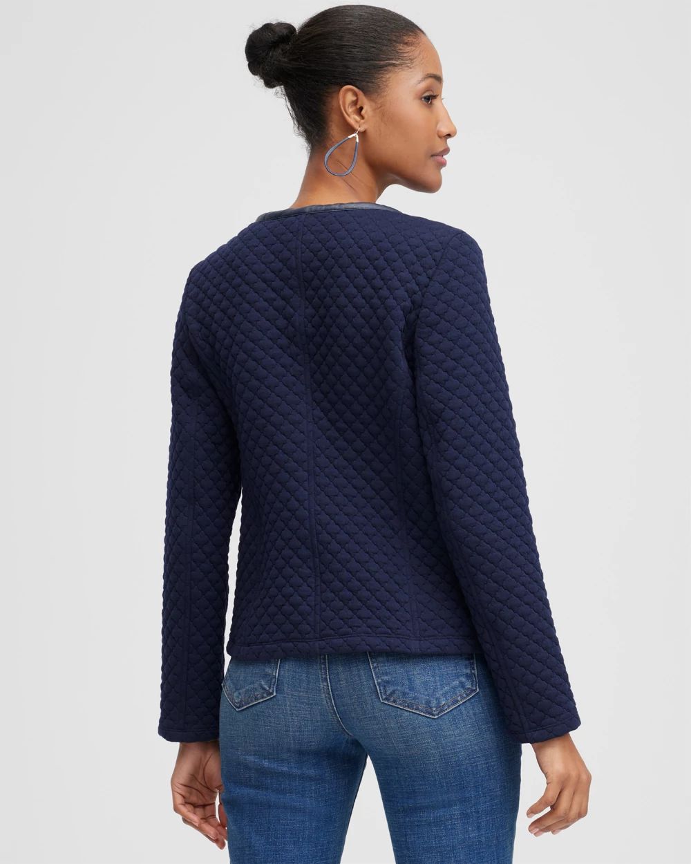 Knit Jacquard Moto Jacket